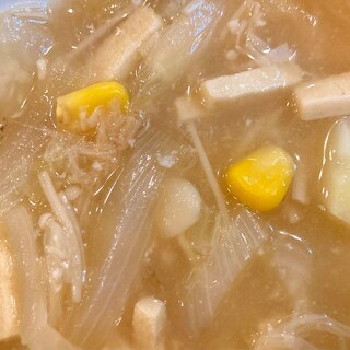 たまねぎとえのきとコーンと高野豆腐のスープ